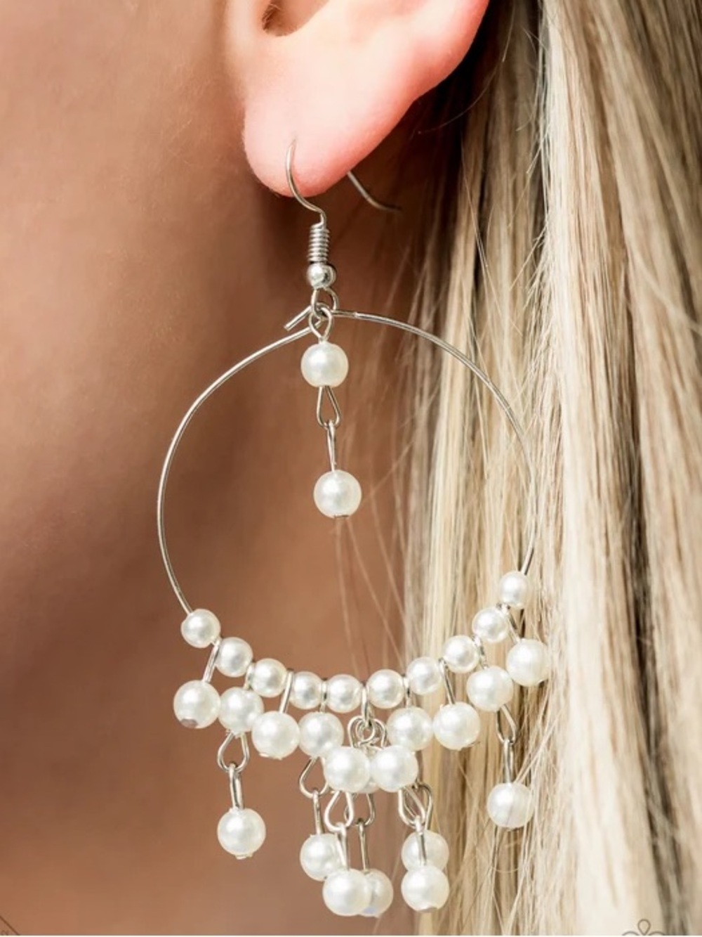 Paparazzi - Now On Broadway Pearl Hoop Earrings French Hook